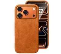 Genérico Funda para iPhone 17 Pro MAX / 17 Pro / 17 Air / 17, [Compatible con MagSafe] Carcasa Efecto Ante Italiano Hecha a Mano, Marco Aluminio CNC, Suave Antideslizante y Lavable(Orange,17)