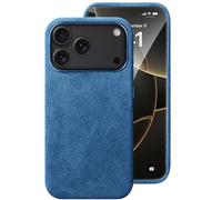 Genérico Funda para iPhone 17 Pro MAX / 17 Pro / 17 Air / 17, [Compatible con MagSafe] Carcasa Efecto Ante Italiano Hecha a Mano, Marco Aluminio CNC, Suave Antideslizante y Lavable(Blue,17 Pro MAX)