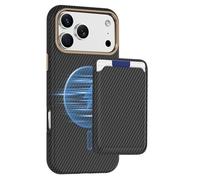 Genérico Funda para iPhone 17 Pro Max/17 Pro/17 Air/17, Cuero Genuino Case with Ranura Tarjeta Bloqueo RFID Carga Inalambrica Guscio(Negro,17 Pro MAX)