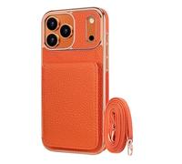 Genérico Funda para iPhone 17 Pro Max/17 Pro/17 Air/17, Cuero Guscio with Ranura Tarjeta Cordón Case(Orange,17 Pro)