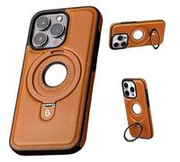 Generico Funda para iPhone con soporte magnetico, Cuero sintetico, Brown, para iPhone 12/13/14/15/16 Plus Pro MAX