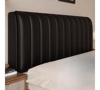 Genérico Funda Protectora Acolchada de Cuero LuxLeather Fundas Cabeceros Impermeable a Prueba de Polvo Gruesa Acolchada y de Alta Elasticidad para tapizados Cabecero Cama 180 Negro 190 cm/74 ''