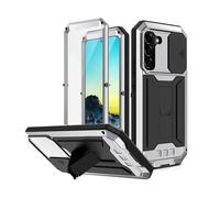 Genérico Funda Protectora de Metal de Aluminio Resistente a los Golpes para Samsung S22 S23 S24 S25 Ultra S22 S23 S24 S25 Plus, protección de Pantalla y Lente de Grado Militar, Color Plata, para SAMS