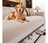 Genérico Funda Sofa 3 Plazas Jarapas para Sofas Impermeable Funda Asiento Sofa Chenilla 1/2/3/4 plazas Cubresofa Antideslizante Lavable A MáQuina Apto para Todas Las Estaciones(Beige,90x90cm)