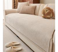 Genérico Funda Sofa Chenilla 3 plazas antiarañazos Gatos(Beige,110x240cm)