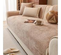 Genérico Funda Sofa Chenilla 3 plazas antiarañazos Gatos(Khaki,90x280cm)