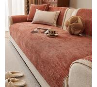 Genérico Funda Sofa Chenilla 3 plazas antiarañazos Gatos(Orange,110x260cm)