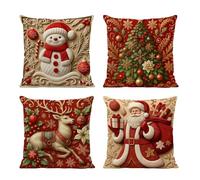 Generico Fundas de cojín navideñas | 17,72 pulgadas Embroidery Pillowcase - 4 Pieces Christmas Pillowcase | for Home Indoor Outdoor Bedroom Couch Porch House