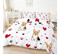 Genérico Fundas de edredón Moderno Perro AmorEstampada 3 Piezas - Juegos de Fundas Microfibra 1 nórdica de 155 x 200 cm y 2 Fundas de Almohada de 50 x 75 cmMulticolor