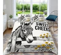 Genérico Fundas Nordica Cama 180 Burro Dibujo Impresión 3D Funda de Edredón Animales Bonitos Funda Nórdica Microfibra Suave 240x260 cm y 2 Fundas Almohada 50x75 cm