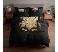 Genérico Fundas nórdicas 3D con Silueta de Bosque Espeluznante y Ojos Amarillos Brillantes, Microfibra Suave y Transpirable, Incluye 1 Funda nórdica y 2 Fundas de Almohada