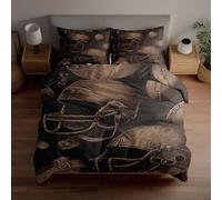 Genérico Fundas nórdicas 3D con Tema de fútbol Americano con Cascos de Cuero, Fabricadas en Microfibra Suave y Transpirable, Incluye 1 Funda nórdica y 2 Fundas de Almohada, Regalos para el hogar