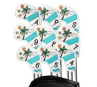 Genérico Fundas para Cabezas de Golf,Protector con Estampado Tropical | 9 Piezas de Hierro | para la práctica del Curso Juego de torneos en el Campo de prácticas al Aire Libre