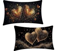 Genérico Fundas para Cojines de 40x70cm, Juego de 2 Lino Tela Funda de Almohada del Decorativos, Exterior Impermeable Amar Fundas Cojines, Negro Funda Cojin para Sofá Cama Hogar Exterior YF-2402