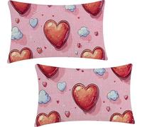 Genérico Fundas para Cojines de 50x70cm, Juego de 2 Lino Tela Funda de Almohada del Decorativos, Exterior Impermeable Amar Fundas Cojines, Rosa Funda Cojin para Sofá Cama Hogar Exterior YF-2405