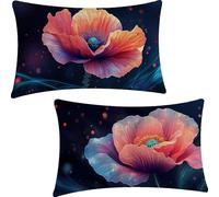 Genérico Fundas para Cojines de 50x70cm, Juego de 2 Lino Tela Funda de Almohada del Decorativos, Exterior Impermeable Flor Fundas Cojines, Planta Funda Cojin para Sofá Cama Hogar Exterior YF-1491