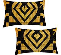 Genérico Fundas para Cojines de 60x80cm, Juego de 2 Lino Tela Funda de Almohada del Decorativos, Exterior Impermeable Retro Fundas Cojines, Amar Funda Cojin para Sofá Cama Hogar Exterior YF-2325