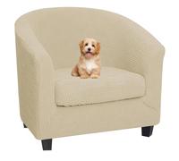 Genérico Fundas Protectoras para sillones, versión elástica Funda para Silla de Club de 2 Piezas, Funda de sofá de para Bar, para Sala de Estar, Club y Bar Beige