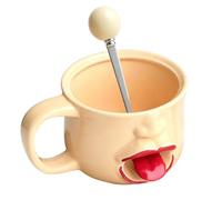 Genérico Funny 3D Tongue Mug - Abstract Ceramic Coffee Cup | 255ml + Spoon