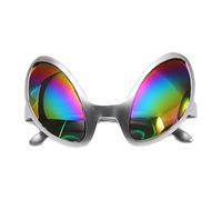 Genérico Funny Alien Glasses - Rainbow Color Lens Sunglasses | Halloween Party Props Supplies Accessories, Outer Space Eyewear Costume Cosplay Novelty Silver Frame Futuristic Gift Set