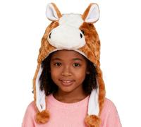 Genérico Funny Animal Hat With Ear Flaps - 2026 Year Of The Horse Plush Costume Hat | Warm Winter Beanie For Kids & Adults | Fun Headwear For Parties, Skiing & Photography