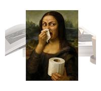 Genérico Funny Bathroom Canvas, Mona Lisa Wall Art Print, 11.81x15.75 Inches Toilet Decor Frame, Waterproof Bathroom Artwork Panel, Humorous Vintage Style Design, Wall Decoration for Home Hotel Use