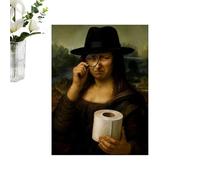 Genérico Funny Bathroom Canvas, Mona Lisa Wall Art Print, 11.81x15.75 Inches Toilet Decor Frame, Waterproof Bathroom Artwork Panel, Humorous Vintage Style Design, Wall Decoration for Home Hotel Use