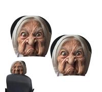 Genérico Funny Car Headrest Covers - 2 Pieces Old Women Face Print, Automotive Interior Headrest Cover | For Car Automotive Vehicle SUV Sedan Truck Driving Road Trip