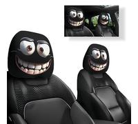 Genérico Funny Cartoon Car Headrest Covers - 2PCS Universal Fit, Cute Funny Cartoon Eyes Car Headrest Covers, Cover for Cars Universal Fit, for Auto Front Decoration (1set)