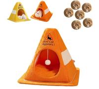 Genérico Funny Caution Bad Cat Bed, 2026 Funny Soft Fleece Cozy Zipper Pet House, Pet Tent House, Detachable Inner Padding, for Indoor Cats, Small Dogs (Orange,15.7 * 15.7 * 14.2in)