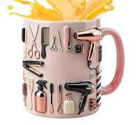 Genérico Funny Coffee Cups - 330ml Ceramic Pink Novelty Mug For Hot And Cold Beverage Enjoyment, Hairdresser Theme Creative Drinkware With, Coffee Tea Juice Water Cup
