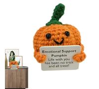 Genérico Funny Crochet Dolls,Emotional Support Plush Vegetable with Positive Card,Cute Knitted Orange Doll,Hand Woven Decorations, Crochet Ornament,Pumpkin Plush,Orange Toy for Birthday
