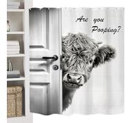 Generico Funny Highland Cow Get Naked Shower - Cow Shower Drape | Funny Rustic Bathroom Decor | 70.8 x 70.8 Inch Waterproof Bathroom Drape With Hooks | For Bath Farm Theme Home Western Farmhouses