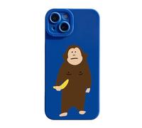 Genérico Funny Monkey Phone Case for iPhone, Cute Monkey Banana Case Cover, Full-Coverage Shockproof and Drop-Proof Matte Liquid Silicone Phone Case (For iPhone 13 Pro MAX,Blue)