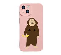 Genérico Funny Monkey Phone Case for iPhone, Cute Monkey Banana Case Cover, Full-Coverage Shockproof and Drop-Proof Matte Liquid Silicone Phone Case (For iPhone 14 Pro,Pink)