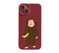 Genérico Funny Monkey Phone Case for iPhone, Cute Monkey Banana Case Cover, Full-Coverage Shockproof and Drop-Proof Matte Liquid Silicone Phone Case (For iPhone 12 Mini,Red)