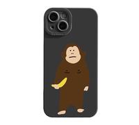 Genérico Funny Monkey Phone Case for iPhone, Cute Monkey Banana Case Cover, Full-Coverage Shockproof and Drop-Proof Matte Liquid Silicone Phone Case (For iPhone 14 Pro MAX,Black)
