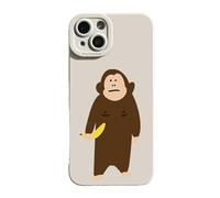 Genérico Funny Monkey Phone Case for iPhone, Cute Monkey Banana Case Cover, Full-Coverage Shockproof and Drop-Proof Matte Liquid Silicone Phone Case (For iPhone 15 Pro MAX,White)