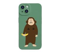 Genérico Funny Monkey Phone Case for iPhone, Cute Monkey Banana Case Cover, Full-Coverage Shockproof and Drop-Proof Matte Liquid Silicone Phone Case (For iPhone 15 Pro,Green)