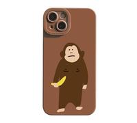 Genérico Funny Monkey Phone Case for iPhone, Cute Monkey Banana Case Cover, Full-Coverage Shockproof and Drop-Proof Matte Liquid Silicone Phone Case (For iPhone X,Brown)