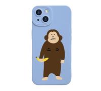 Genérico Funny Monkey Phone Case for iPhone, Cute Monkey Banana Case Cover, Full-Coverage Shockproof and Drop-Proof Matte Liquid Silicone Phone Case (For iPhone 12 Pro MAX,Light Blue)