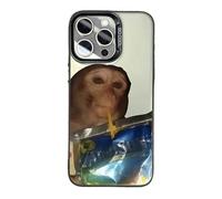 Genérico Funny Monkey Phone Cases Compatible for iPhone 16/15/14/13/12/11 ProMax, All-Inclusived Shockproof TPU Cover, Trendy Weird Cool Monkey Drinking Drink Phone Case (13,Black)