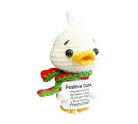 Genérico Funny Positive Duck, Motivational Knitted Toy, 2,95 x 2,36 pulgadas Small Handmade Cheer Support Duck, Inspiring Plush Animal Dolls for Desk, Windowsill, Stress and Daily Smiles
