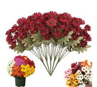 Genérico Funsdecor Artificial Outdoor Mums, Funsdecor Mums, Artificial Sunset Mums - UV Resistant Waterproof Windproof, Never Faded, Reflecting Autumn Vibe for Indoor Outdoor Planter (Red 5 Bundles)