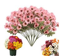 Genérico Funsdecor Artificial Outdoor Mums, Funsdecor Mums, Artificial Sunset Mums - UV Resistant Waterproof Windproof, Never Faded, Reflecting Autumn Vibe for Indoor Outdoor Planter (Pink 5 Bundles)
