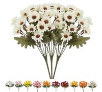 Genérico Funsdecor Mums, Artificial Outdoor Sunset Mums Flowers, Resistant, Waterproof, Never Faded, Look Real, Reflecting Autumn Vibe (White B)
