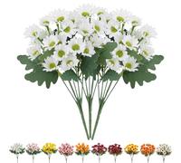 Genérico Funsdecor Mums, Artificial Outdoor Sunset Mums Flowers, Resistant, Waterproof, Never Faded, Look Real, Reflecting Autumn Vibe (White A)