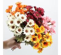Genérico Funsdecor Mums, Artificial Sunset Mums, Artificial Outdoor Sunset Flowers - UV Resistant, Waterproof, Windproof, Fake Fall Flowers with Eucalyptus, Real-Looking, Autumn Vibe 1bouquets