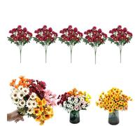 Genérico Funsdecor Mums, Artificial Sunset Mums, Artificial Outdoor Sunset Mum Flowers for Outside Planters, Never Faded, Reflecting Autumn Vibe (#6,5pc)