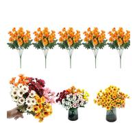 Genérico Funsdecor Mums, Artificial Sunset Mums, Artificial Outdoor Sunset Mum Flowers for Outside Planters, Never Faded, Reflecting Autumn Vibe (#7,5pc)